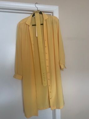 Vintage Caron Yellow Shirt Dress Belted 1980s Chic Size 8